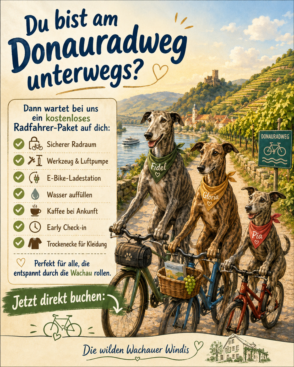 Donauradweg bei Zuhause am Bach in der Wachau